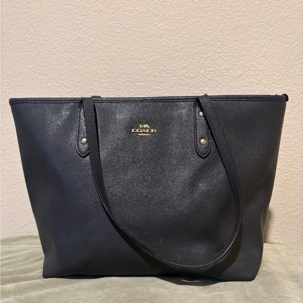 Coach Black Leather Small Tote Bag